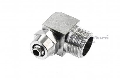 ข้อต่อลมแบบงอ 90° ทองเหลืองอย่างดี แบบสวมขันอัด (เกลียวนอก x เสียบสาย) ขนาด 1/4&quot;x6 mm