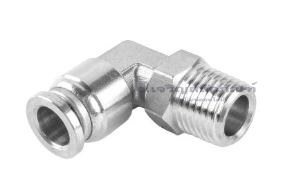ข้อต่อลมแบบงอ 90° สแตนเลส 304 (เกลียวนอก x เสียบสาย) ขนาด 1/4" x 8 mm