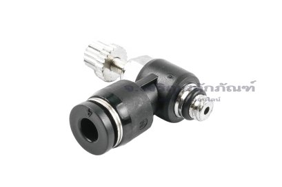 ข้อต่อวาล์วคอนโทรล ข้อต่อปรับลมเกลียวมิล (เกลียวนอก x เสียบสาย) ขนาด M5x4 mm รุ่นสีดำ