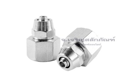 ข้อต่อสายแบบสวมขันอัด แบบตรง ทองเหลือง (เกลียวใน x เสียบสาย) ขนาด 1/4&quot;x6 mm