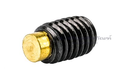 น็อตตัวหนอนดำแข็ง M6x6 เกรด 12.9 ปลายทองเหลือง 4x2 mm