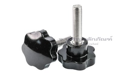 น็อตมือหมุนดอกไม้ แกนสแตนเลส (Star Grip Knob Bolt) ขนาด M12x50 ความโตหัว 48 mm