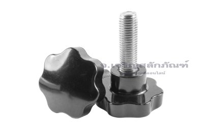 น็อตมือหมุนดอกไม้ แกนสแตนเลส (Star Grip Knob Bolt) ขนาด M16x50 ความโตหัว 60 mm