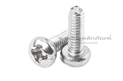 น็อตหัวกลมแฉกสแตนเลส M2x6 เกลียวตลอด