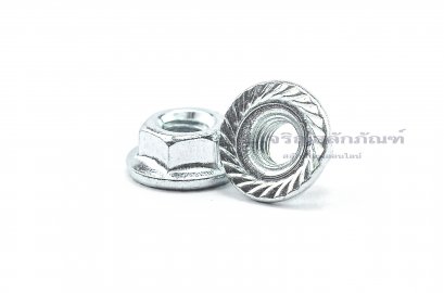 หัวน็อตติดจาน-หัวน็อตติดแหวน (Flange Hex Nut Steel) M4x0.7