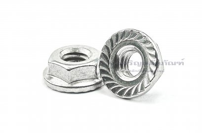 หัวน็อตติดจาน-หัวน็อตติดแหวนสแตนเลส (Flange Hex Nut Stainless) 1/4&quot; เกลียว 20