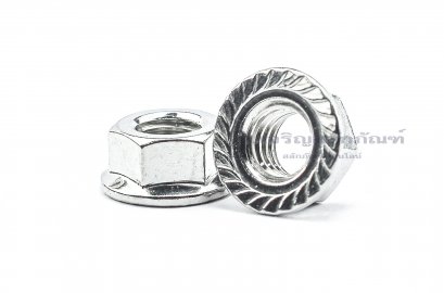หัวน็อตติดจาน-หัวน็อตติดแหวนสแตนเลส (Flange Hex Nut Stainless) 3/8&quot; เกลียว 16