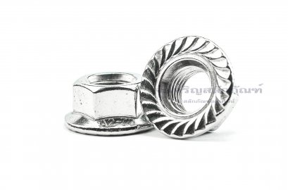 หัวน็อตติดจาน-หัวน็อตติดแหวนสแตนเลส (Flange Hex Nut Stainless) M12x1.5