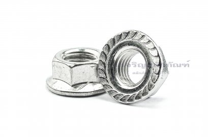 หัวน็อตติดจาน-หัวน็อตติดแหวนสแตนเลส (Flange Hex Nut Stainless) M12x1.75
