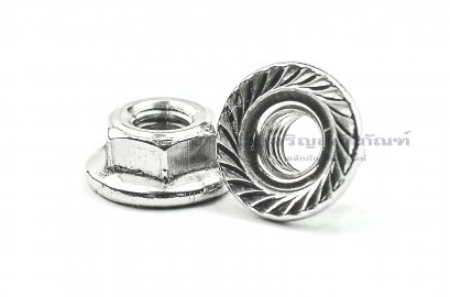 หัวน็อตติดจาน-หัวน็อตติดแหวนสแตนเลส (Flange Hex Nut Stainless) M4x0.7
