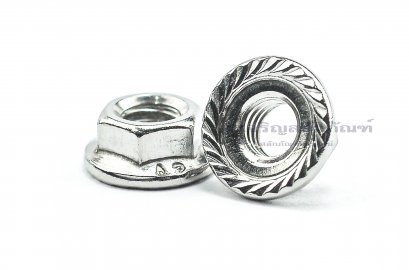 หัวน็อตติดจาน-หัวน็อตติดแหวนสแตนเลส (Flange Hex Nut Stainless) M5x0.8