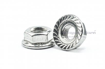 หัวน็อตติดจาน-หัวน็อตติดแหวนสแตนเลส (Flange Hex Nut Stainless) M6x1.0