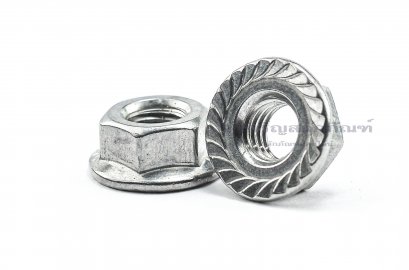 หัวน็อตติดจาน-หัวน็อตติดแหวนสแตนเลส (Flange Hex Nut Stainless) M8x1.25