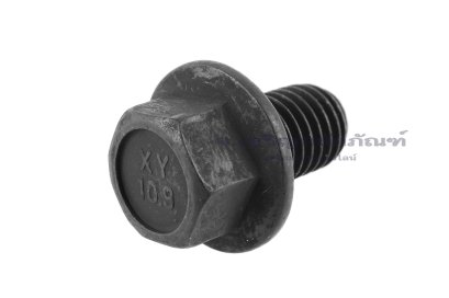 น็อตหัวเหลี่ยมดำแบบติดจาน M10x16 เกรด 10.9 เกลียวตลอด