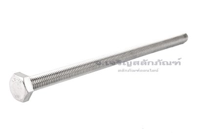 น็อตหัวเหลี่ยมสแตนเลส Stainless Steel Hex Bolt M10x180 เกลียวตลอด
