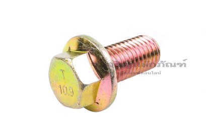 น็อตหัวเหลี่ยมแบบติดจานชุบรุ้ง M14x30 เกรด 10.9 เกลียวตลอด
