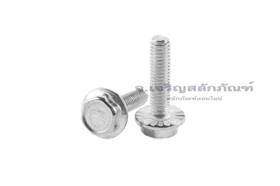 น็อตหัวเหลี่ยมแบบติดจานสแตนเลส M3x12 เกลียวตลอด