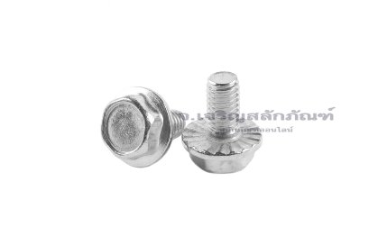 น็อตหัวเหลี่ยมแบบติดจานสแตนเลส M3x6 เกลียวตลอด