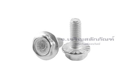 น็อตหัวเหลี่ยมแบบติดจานสแตนเลส M3x8 เกลียวตลอด