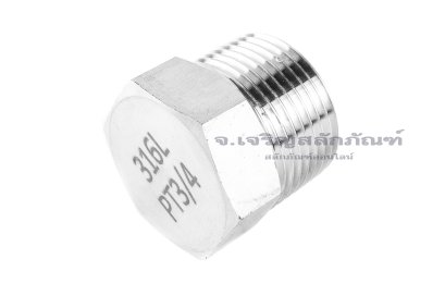 ปลั๊กอุดเกลียวนอกสแตนเลส หัวหกเหลี่ยม รุ่นงานอย่างดี ขนาด 3/4&quot; เกลียว 14 (BSPT) เกรด 316