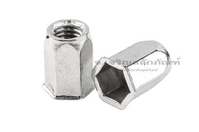 รีเวทนัทสแตนเลส M8 (Stainless Steel Hexagonal Rivet Nut) รุ่นคอเหลี่ยม ทั้งตัว