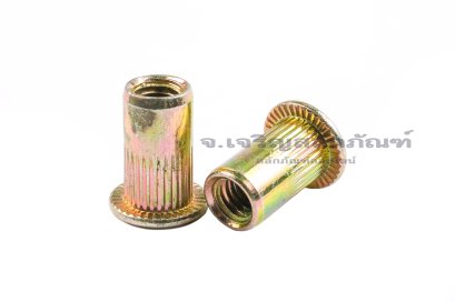 รีเวทนัทเหล็กชุบรุ้ง รุ่นคอลาย #10-32 (เบอร์ 10 เกลียว 32)