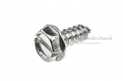 สกรูเกลียวปล่อยหัวเหลี่ยมติดจานแฉกสแตนเลส M5x12