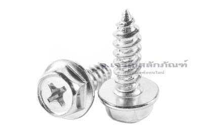 สกรูเกลียวปล่อยหัวเหลี่ยมติดจานแฉกสแตนเลส M8x25