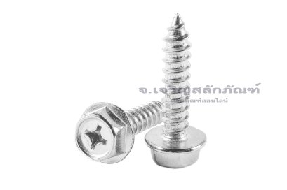 สกรูเกลียวปล่อยหัวเหลี่ยมติดจานแฉกสแตนเลส M8x35