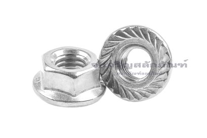 หัวน็อตติดจาน-หัวน็อตติดแหวนสแตนเลส (Flange Hex Nut Stainless) M8x1.0