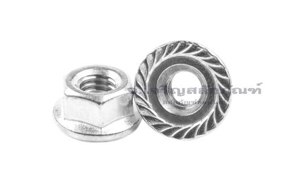 หัวน็อตติดจาน-หัวน็อตติดแหวนสแตนเลสเกรด 316 (Flange Hex Nut Stainless) M4x0.7
