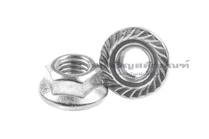หัวน็อตติดจาน-หัวน็อตติดแหวนสแตนเลสเกรด 316 (Flange Hex Nut Stainless) M5x0.8