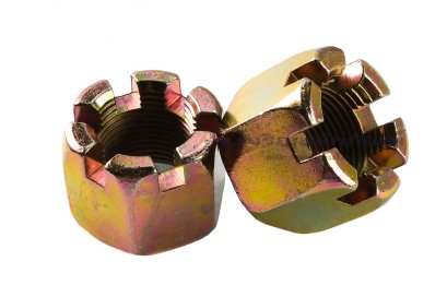 หัวน็อตผ่า-หัวน็อตทรงปราสาท-ทรงมงกุฎ M20x1.5 (ประแจขันเบอร์ 30 สูง 18 mm)
