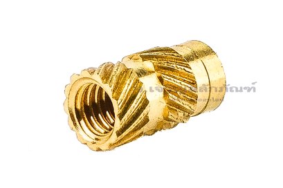 หัวน็อตแบบฝังทองเหลือง ทรงกระบอก Knurled Brass Insert Nut ขนาด M4x10 วงนอกโต 5.5 mm