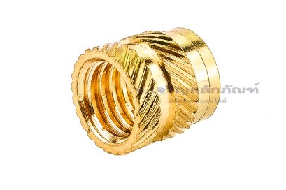 หัวน็อตแบบฝังทองเหลือง ทรงกระบอก Knurled Brass Insert Nut ขนาด M8x10 วงนอกโต 10 mm