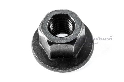 หัวน็อตติดจานทรงสูง-หัวน็อตติดแหวนหนาเหล็กดำ (Flange Hex Nut Carbon Steel, High Type) M8x1.25 เกรด 10.9 (เบอร์ 14 สูง 13 กว้าง 22)