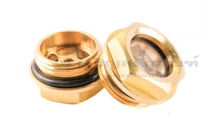 ข้อต่อดูน้ำมัน-ตาแมวดูน้ำมัน ทองเหลือง (Oil Level Sight Fitting) 3/4" เกลียว 14 (เกลียวแป๊ป)