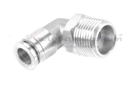 ข้อต่อลมแบบงอ 90° สแตนเลส 304 (เกลียวนอก x เสียบสาย) ขนาด 3/8" x 8 mm