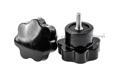 น็อตมือหมุนดอกไม้ แกนสแตนเลส (Star Grip Knob Bolt) ขนาด M3x10 ความโตหัว 24 mm