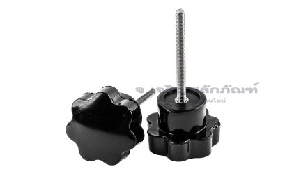 น็อตมือหมุนดอกไม้ แกนสแตนเลส (Star Grip Knob Bolt) ขนาด M3x30 ความโตหัว 24 mm