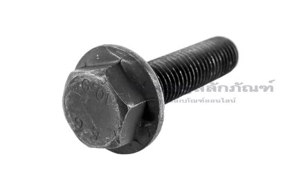 น็อตหัวเหลี่ยมดำแบบติดจาน M12x50 เกรด 10.9 เกลียวตลอด