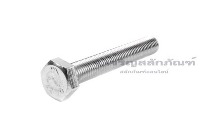 น็อตหัวเหลี่ยมสแตนเลส Stainless Steel Hex Bolt M8x1.0x55 เกลียวตลอด