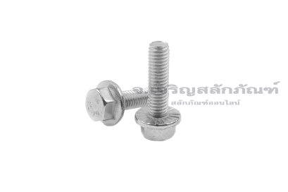 น็อตหัวเหลี่ยมแบบติดจานสแตนเลส M5x18 เกลียวตลอด