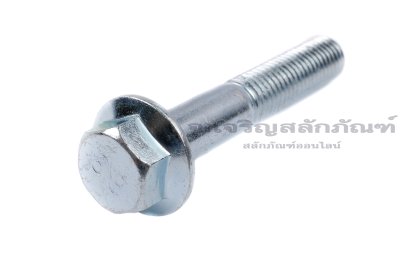 น็อตหัวเหลี่ยมแบบติดจานเหล็กชุบซิ้งค์ M10x60 เกรด 8.8 เกลียวไม่ตลอด