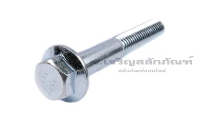 น็อตหัวเหลี่ยมแบบติดจานเหล็กชุบซิ้งค์ M10x65 เกรด 8.8 เกลียวไม่ตลอด