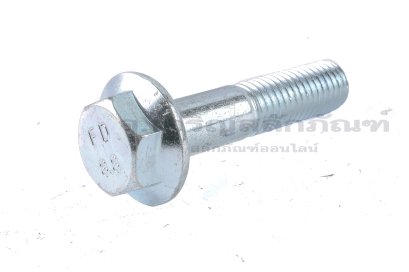 น็อตหัวเหลี่ยมแบบติดจานเหล็กชุบซิ้งค์ M12x55 เกรด 8.8 เกลียวไม่ตลอด