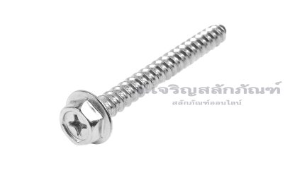 สกรูเกลียวปล่อยหัวเหลี่ยมติดจานแฉกสแตนเลส M10x100