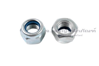 หัวน็อตล็อคกันคลาย M14x1.5 เกรด 10.9 เหล็กชุบซิงค์ขาว