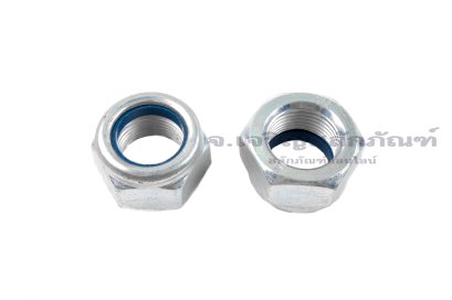หัวน็อตล็อคกันคลาย M20x1.5 เกรด 10.9 เหล็กชุบซิงค์ขาว