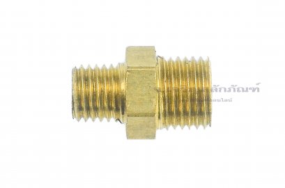 ข้อต่อตรงทองเหลือง เกลียวมิล x เกลียวมิล (เกลียวนอก x เกลียวนอก) ขนาด M10x1.0 x M8x1.0